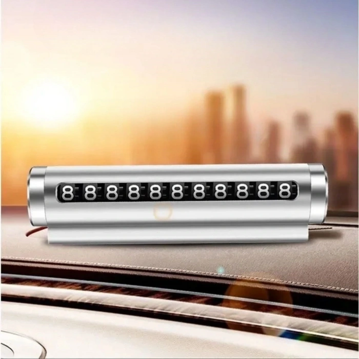 Leyloş Alüminyum Kasa Gri Renk Çevirmeli Araç Içi Telefon Numaratörü Park Oto Numaratörü