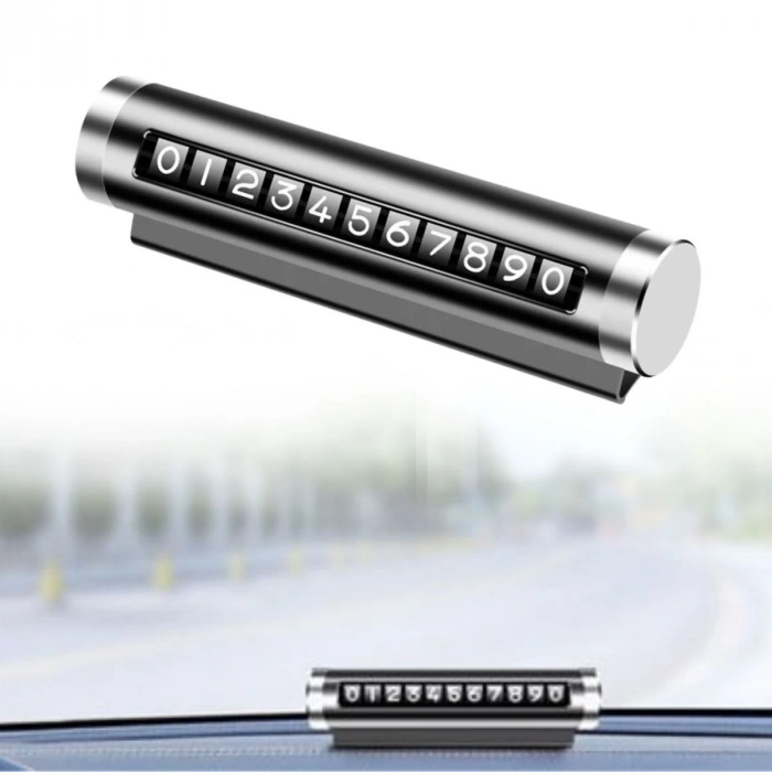 Leyloş Alüminyum Kasa Siyah Renk Çevirmeli Araç Içi Telefon Numaratörü Park Oto Numaratörü