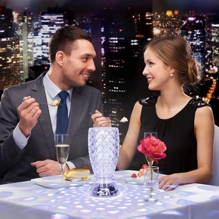 Leyloş Balık Süzgeç Model Usb Şarjlı Kumandalı 16farklı Işık Modlu Masa Üstü Kristal Akrilik Led