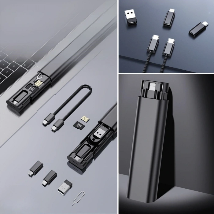 Leyloş Cep Tipi 60w Bas Aç Type-c,iphone Şarj,micro Usb Hızlı Şarj Data Kablo Seti