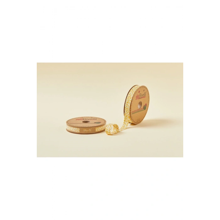 Leyloş Çiçekli Katlı A03 Sarı 2 Cm 25 Metre %65 Koton %35 Polyester