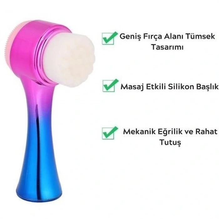 Leyloş Çift İşlevli Renkli Cilt Yüz Temizleme Fırçası Peeling Masaj Etkili Gözenek Temizleyici Alet