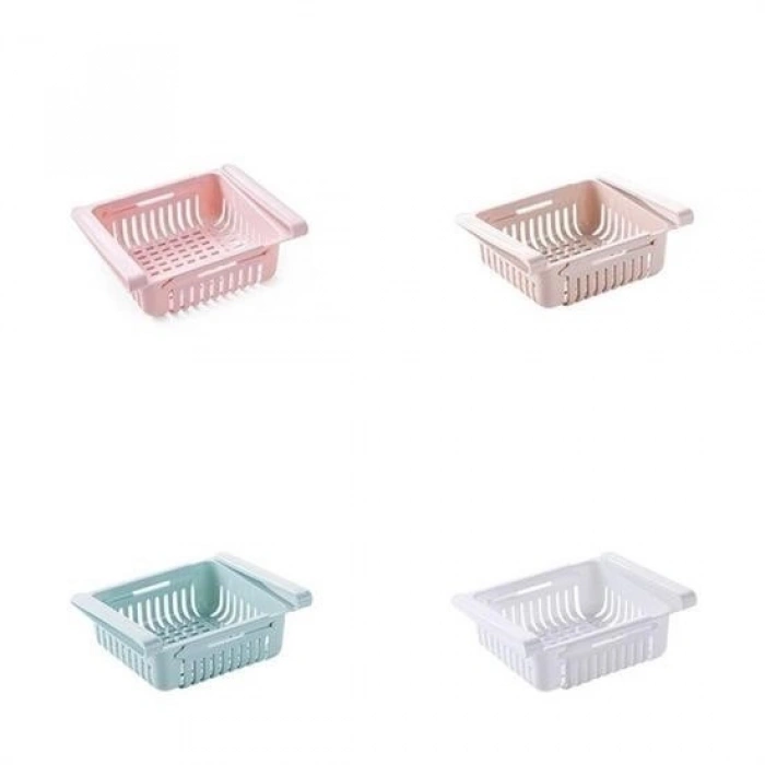 Leyloş Çok Amaçlı Uzayıp Kısalabilir Buzdolabı Düzenleyici Sepeti Rafı