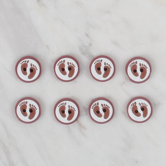 Leyloş Crafts Vişne Çürüğü 8 Li Ayak İzi Düğme - 43