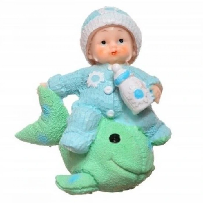 Leyloş Decotown Hediyelik Sevimli Mavi Bebek Biblo Polyester Süs Eşyası