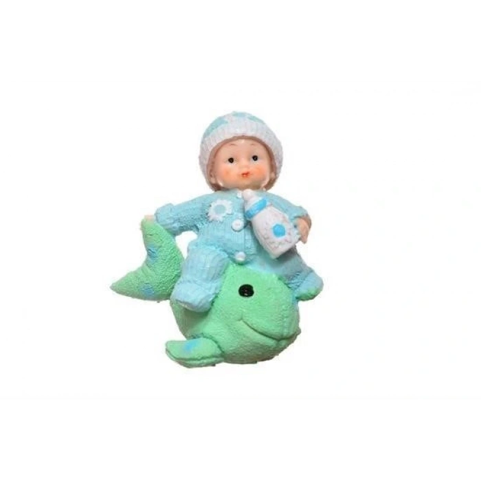 Leyloş Decotown Hediyelik Sevimli Mavi Bebek Biblo Polyester Süs Eşyası