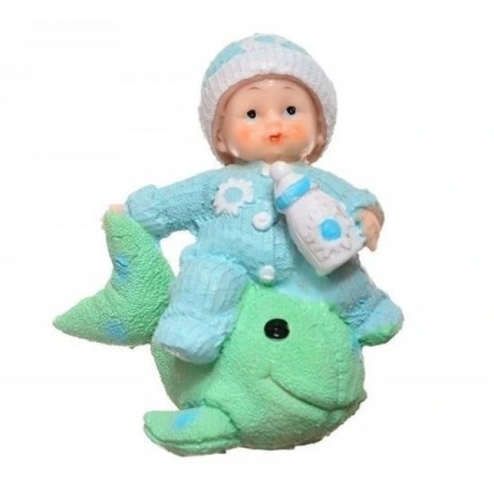 Leyloş Decotown Hediyelik Sevimli Mavi Bebek Biblo Polyester Süs Eşyası