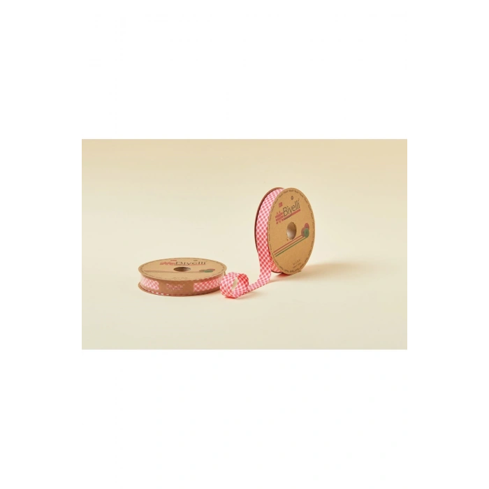 Leyloş Ekoseli Katlı E03 Kırmızı 2 Cm 25 Metre %65 Koton %35 Polyester