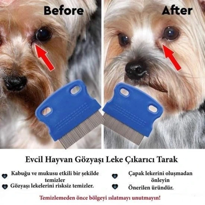 Leyloş Evcil Hayvan Kedi Köpek Pire Tarağı Ve Köpek Gözyaşı Lekesi Tarağı