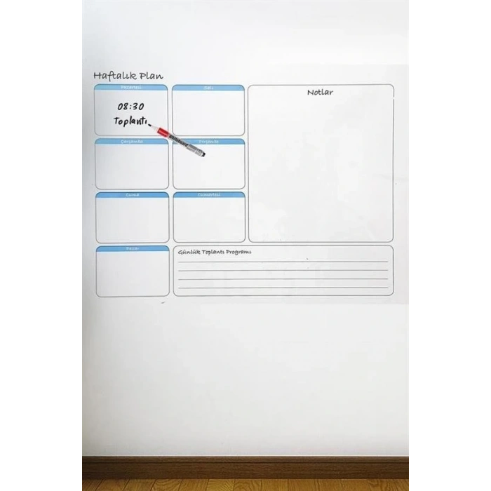 Leyloş Haftalık Planlayıcı Manyetik Duvar Stickerı Takvim 56 Cm X 70 Cm