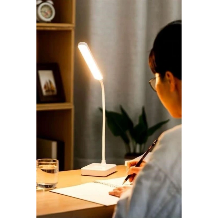 Leyloş İnce Uzun Usbli Dokunmatik 3 Kademeli 360 Derece Özel Göz Korumalı Led Lityum Masa Lambası