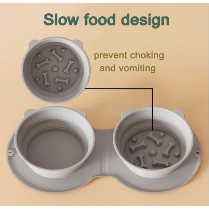 Leyloş Katlanabilir İkili Mama Ve Su Kabı