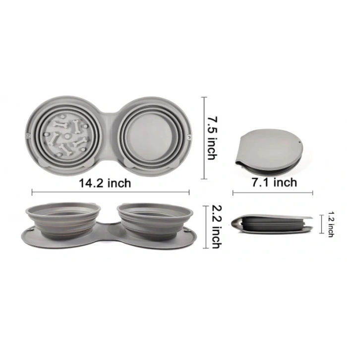 Leyloş Katlanabilir İkili Mama Ve Su Kabı