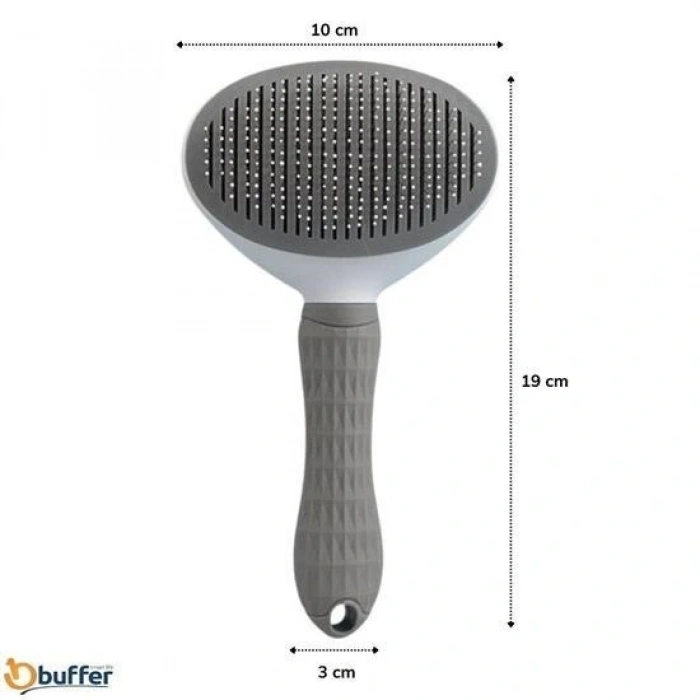 Leyloş Kedi Köpek Tüy Toplayıcı Kendini Temizleyebilen Ergonomik Rahat Evcil Hayvan Tarağı Gri