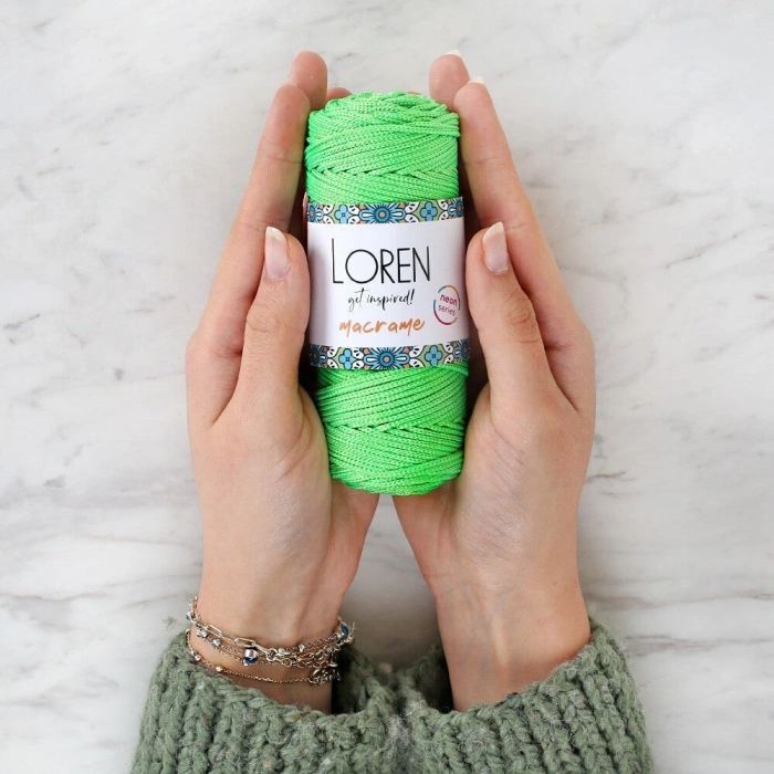 Leyloş Macrame Neon Yeşil El Örgü İpi - L115
