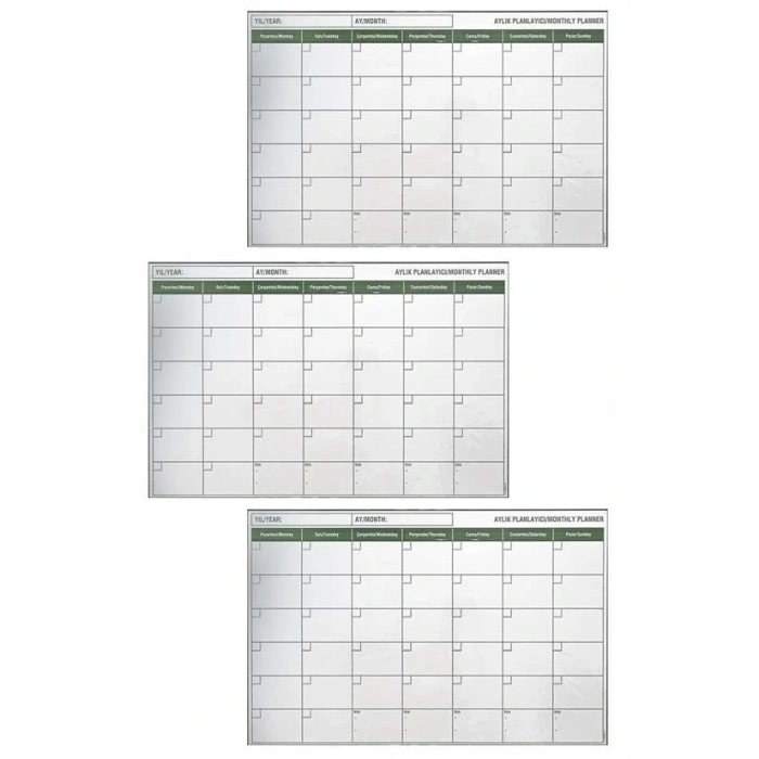 Leyloş Manyetik Yapışkanlı Bir Aylık Program Planlayıcı Takvim 85x56 Cm