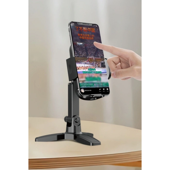 Leyloş Masaüstü Telefon Standı 360 Derece Dönebilen Başlıklı Ayaklı Telefon Tripodu