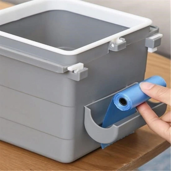 Leyloş Mini Masa Çöp Kovası Plastik Tezgah Altı Geri Çekilebilir Yapışkanlı Görünmez Bölme Pratik