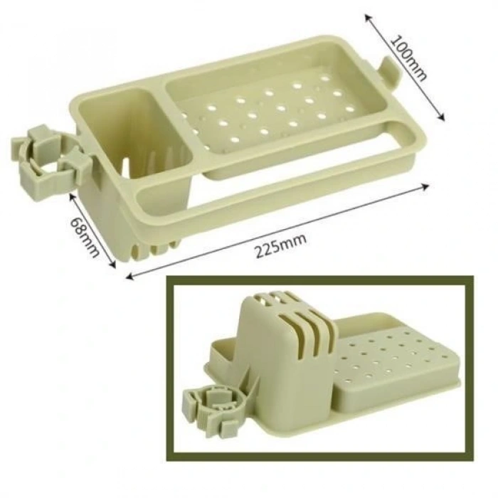 Leyloş Musluğa Takılan Sünger Havlu Askılı Sabun Hazneli Mutfak Banyo Lavabo Düzenleyici Organizer