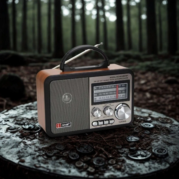 Leyloş Orta Boy Retro, Nostaljik, Ahşap Tasarım Bluetooth Hoparlörlü, Şarjlı, Taşınabilir Fm/am Destekli Radyo Ns-8897