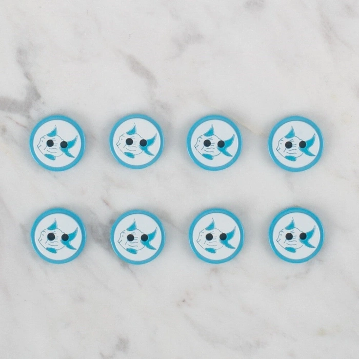 Leyloş Petrol Mavi 8 Li Balık Düğme - 577