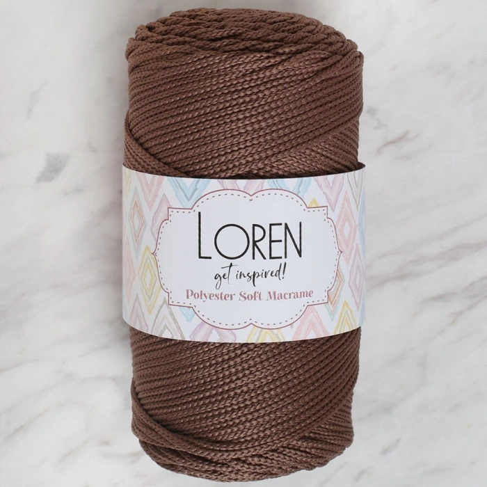 Leyloş Polyester Soft Macrame Kahverengi El Örgü İpi - Lm032 - 34438