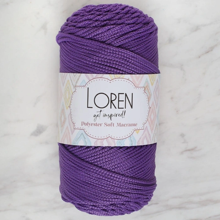 Leyloş Polyester Soft Macrame Koyu Mor El Örgü İpi - Lm025 - 34434