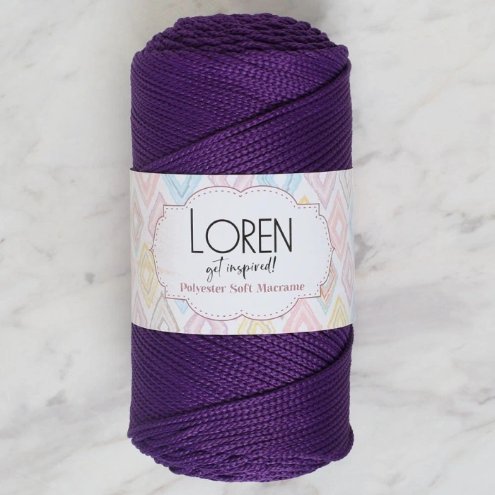 Leyloş Polyester Soft Macrame Koyu Mor El Örgü İpi - Lm037 - 34442