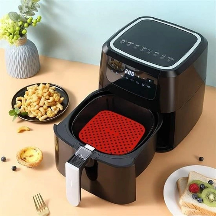 Leyloş Renkli Isıya Dayanıklı Yıkanılabilir Silikon Fırın Ve Airfryer Kare Pişirme Matı 21,5 Cm