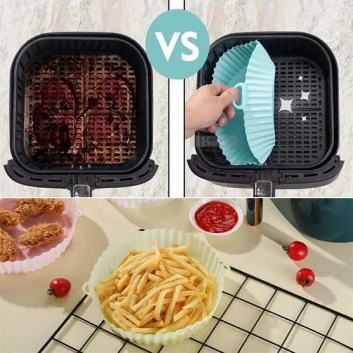 Leyloş Renkli Isıya Dayanıklı Yıkanılabilir Silikon Fırın Ve Airfryer Yuvarlak Pişirme Matı 20 Cm