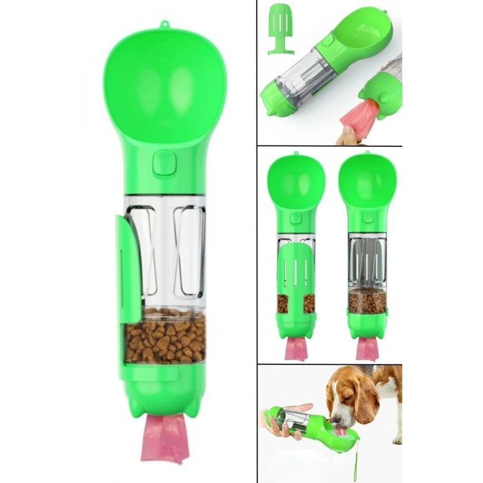 Leyloş Taşınabilir Hazneli Mama Kaplı ,kaka Poşetli Kedi,köpek Suluğu-300ml