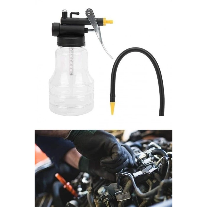 Leyloş Taşınabilir Hortumlu Şeffaf Yağ Bidonu Pompası Yüksek Basınçlı Hızlı Yağlama Gres Tabancası