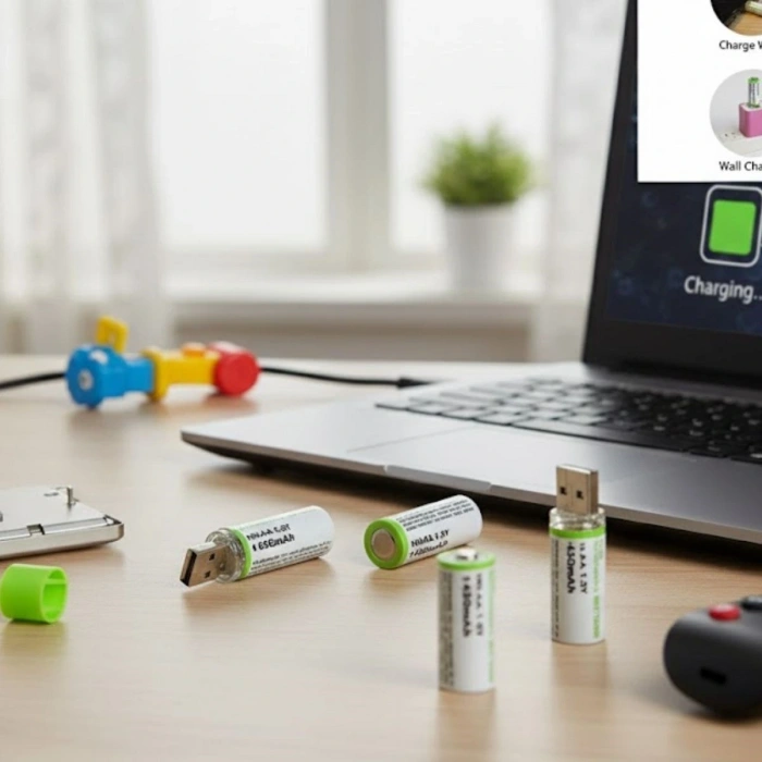 Leyloş Usb Şarjlı 1450mah Aa 1.2v Lityum Kalem Pil – 4lü Set, Tekrar Şarj Edilebilir Uzun Ömürlü Dönüştürülebilir Batarya