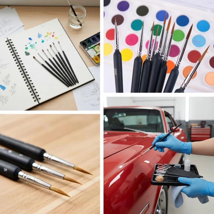 Leyloş10 Adet Hobi Ve Araba Rötüş Fırça Seti – İnce Detay Boyama, Model Yapımı Ve Araç Çizik Giderme İçin Çok Amaçlı Fırça Takımı