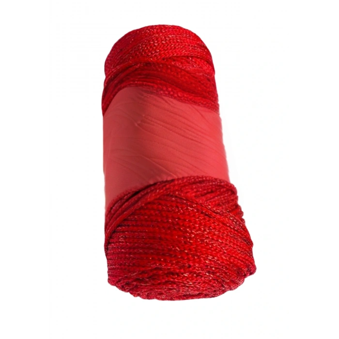 Makrome İpi 3mm Polyester Kırmızı Simli