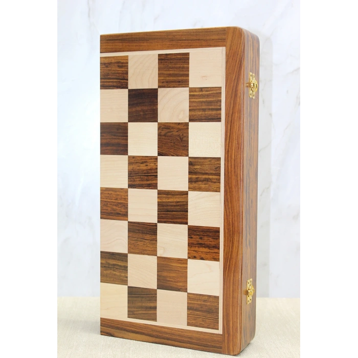 Mıknatıs Taşlı Ahşap Katlanabilir Kutulu Satranç Oyunu 40 Cm