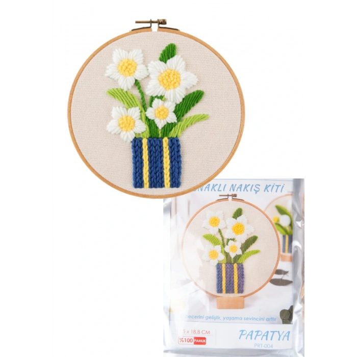 Nakış Kitleri Kasnaklı 13.5 X 18.8 Cm Papatya