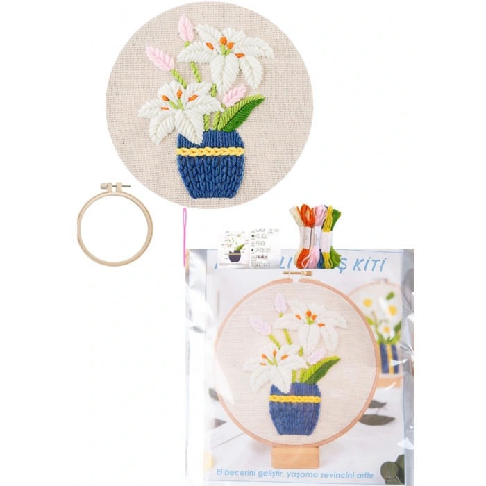 Nakış Kitleri Kasnaklı 13.5 X 18.8 Cm Zambak