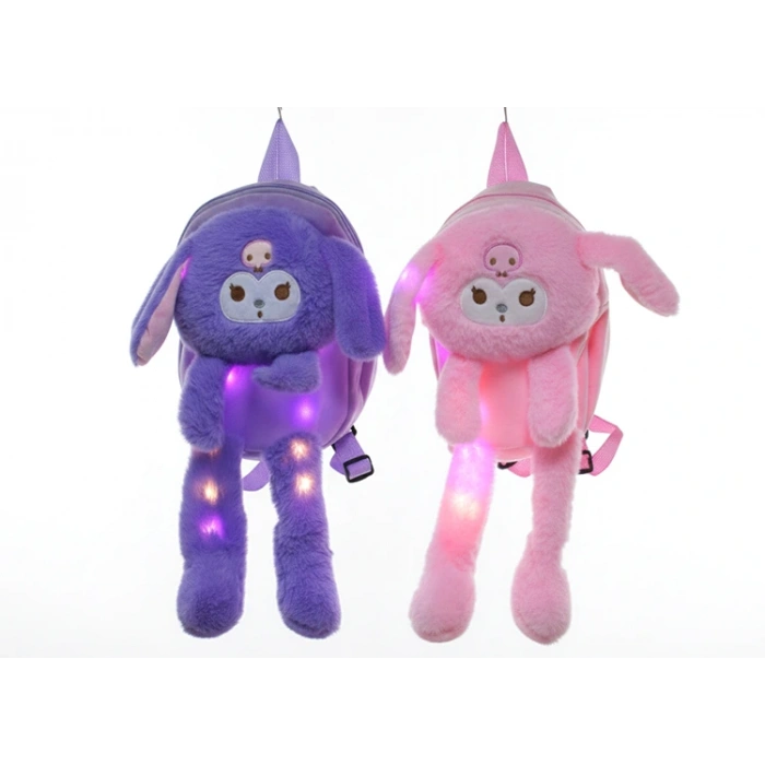Peluş Işıklı Oynar Kulaklı Kuromi Sırt Çantası