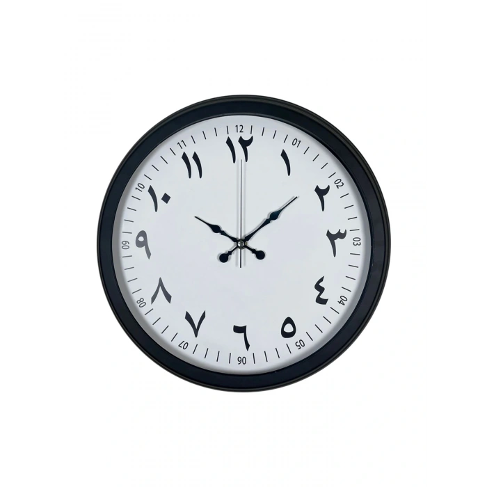 Siyah Arapça Rakamlı 40 Cm Metal Duvar Saati