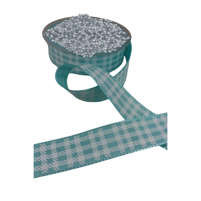 Tafta Ekoseli Kurdele 25 Mm Mint 1 Metre