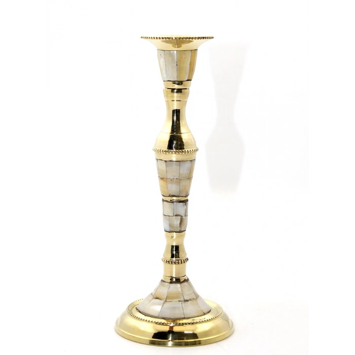 Tekli Pirinç Sedefli Şamdan Model 1