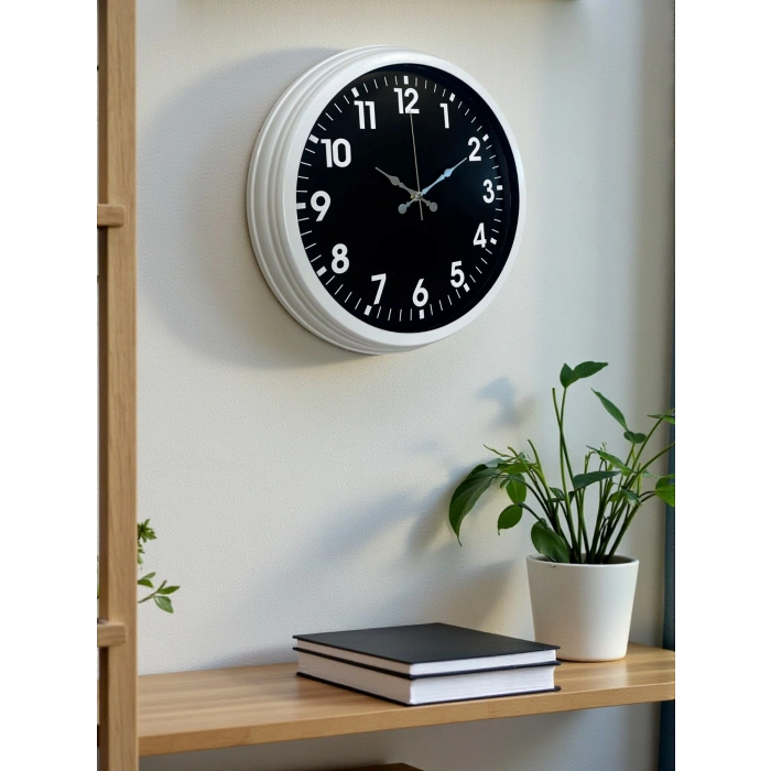 White Pure Contrast 40 Cm Metal Duvar Saati