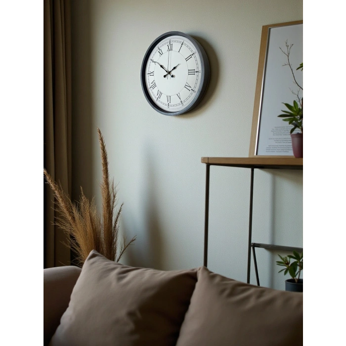 Zentime 36 Cm Gri Dekoratif Duvar Saati