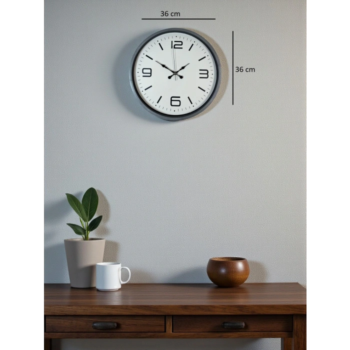 Zentime 36 Cm Gri Dekoratif Duvar Saati