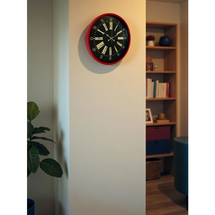 Zentime 36 Cm Kırmızı Dekoratif Duvar Saati