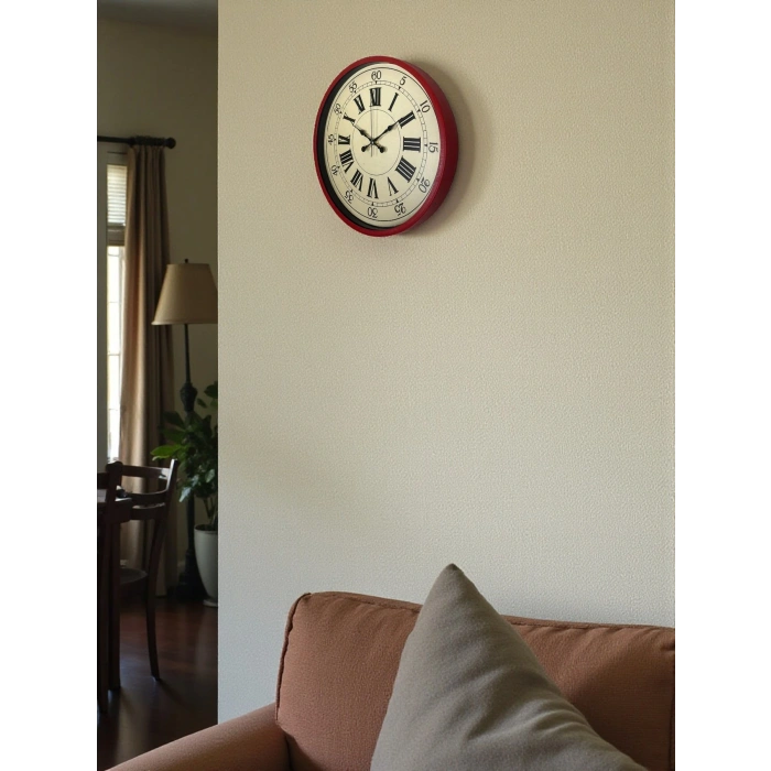 Zentime 36 Cm Kırmızı Dekoratif Duvar Saati