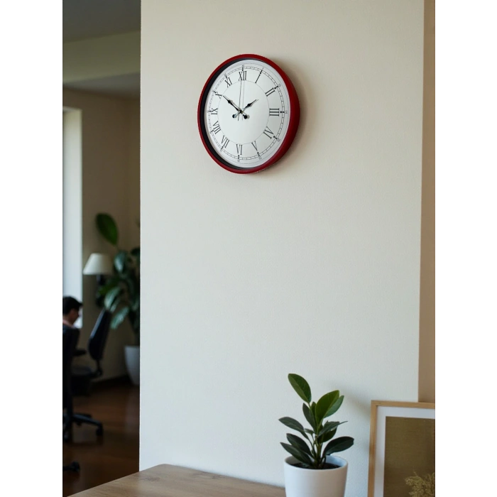 Zentime 36 Cm Kırmızı Dekoratif Duvar Saati