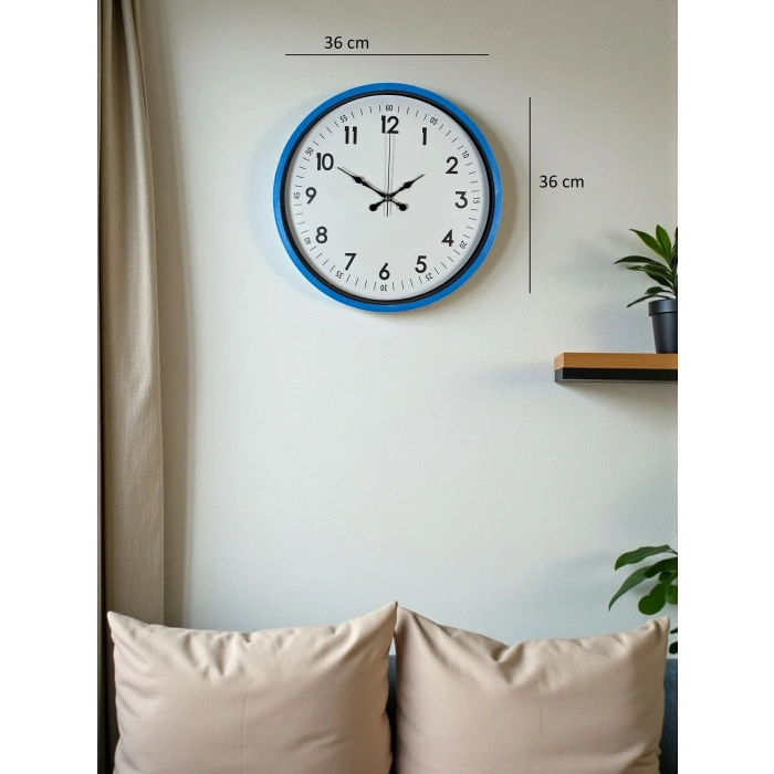 Zentime 36 Cm Mavi Dekoratif Duvar Saati