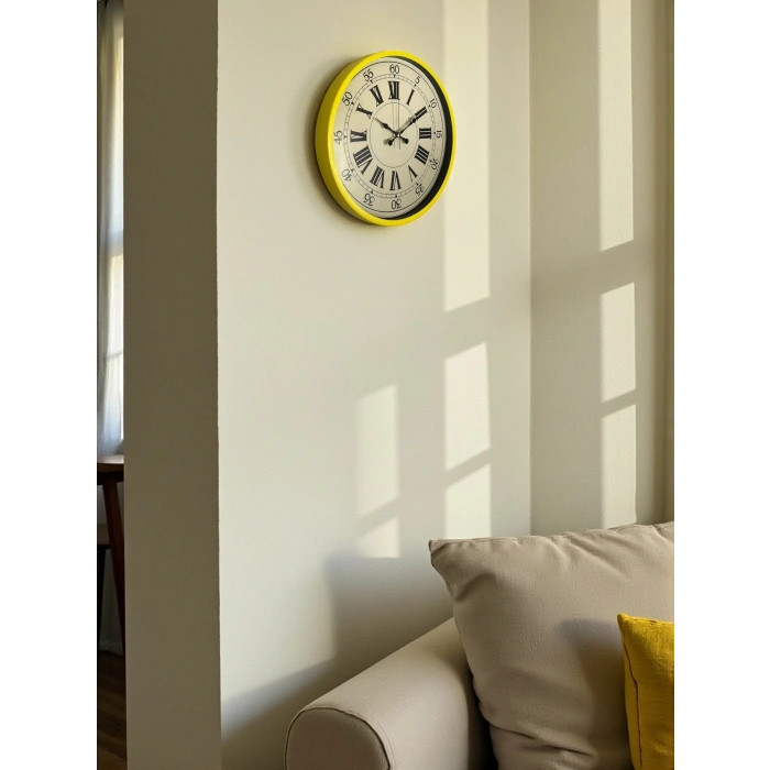 Zentime 36 Cm Sarı Dekoratif Duvar Saati